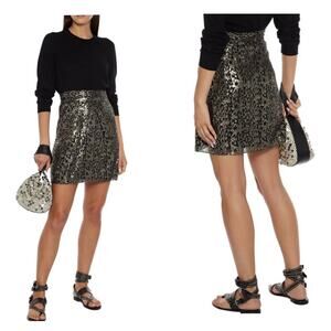 IRO Jeyna Metallic Gathered Mini Skirt 2 Black